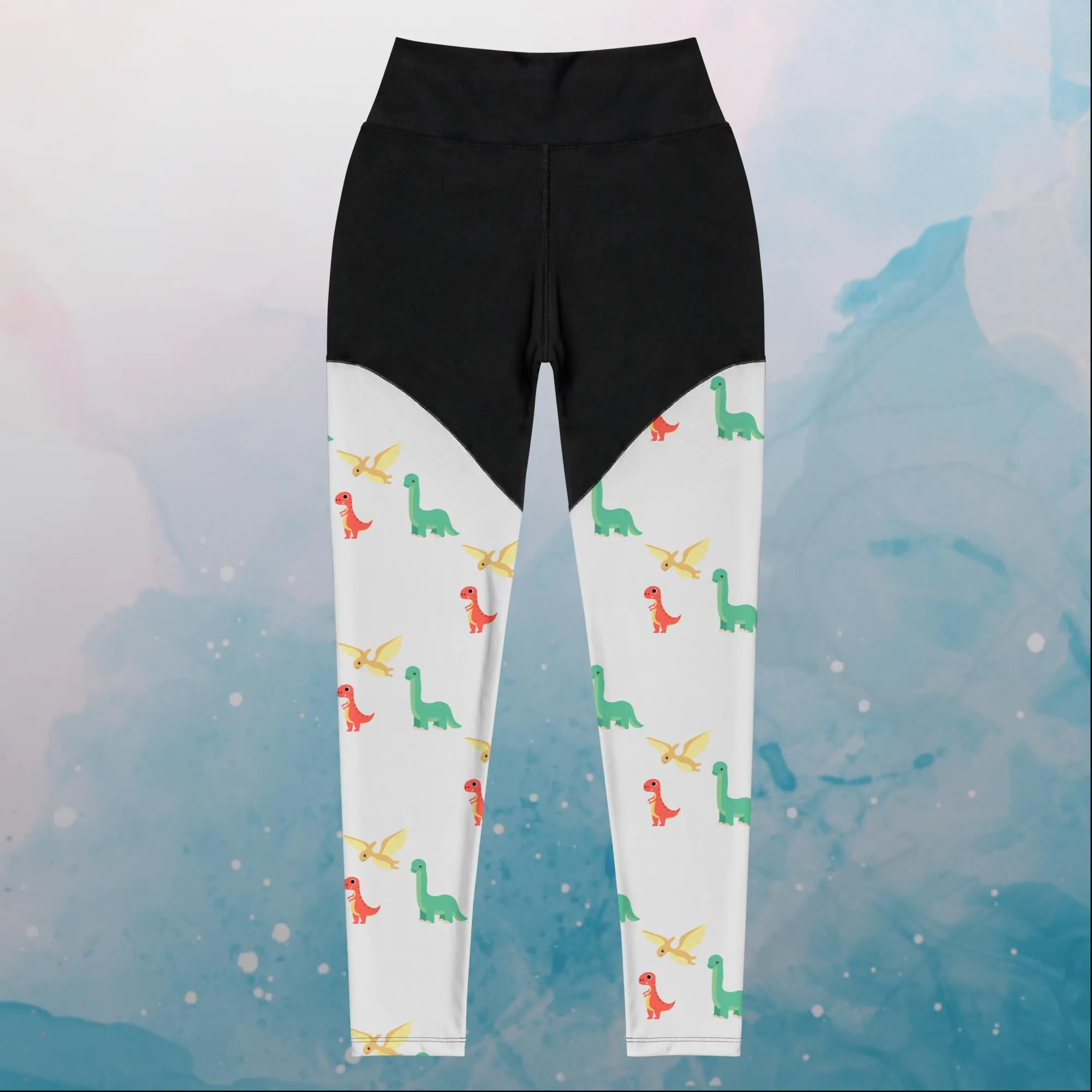 Cute Dino Print Compression Sports Leggings