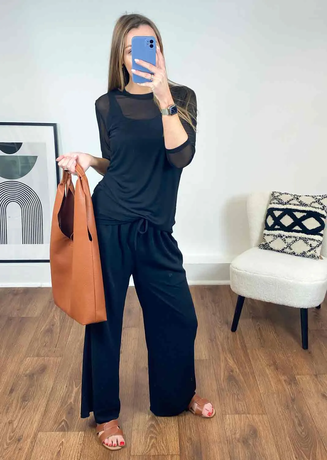 Etta Tie Waist Trousers  in Black