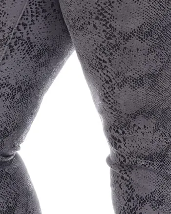 Faux Suede Snake Print Pants | Grey