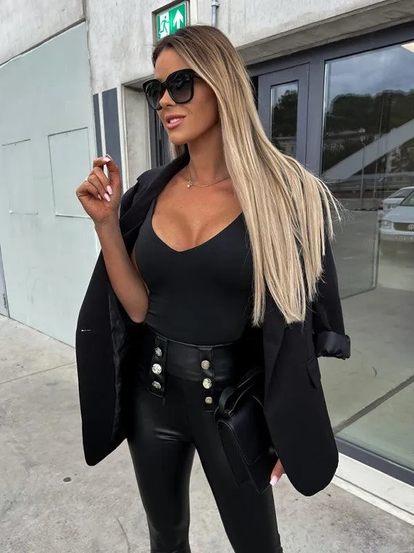 High Waist Leather Women's Pants