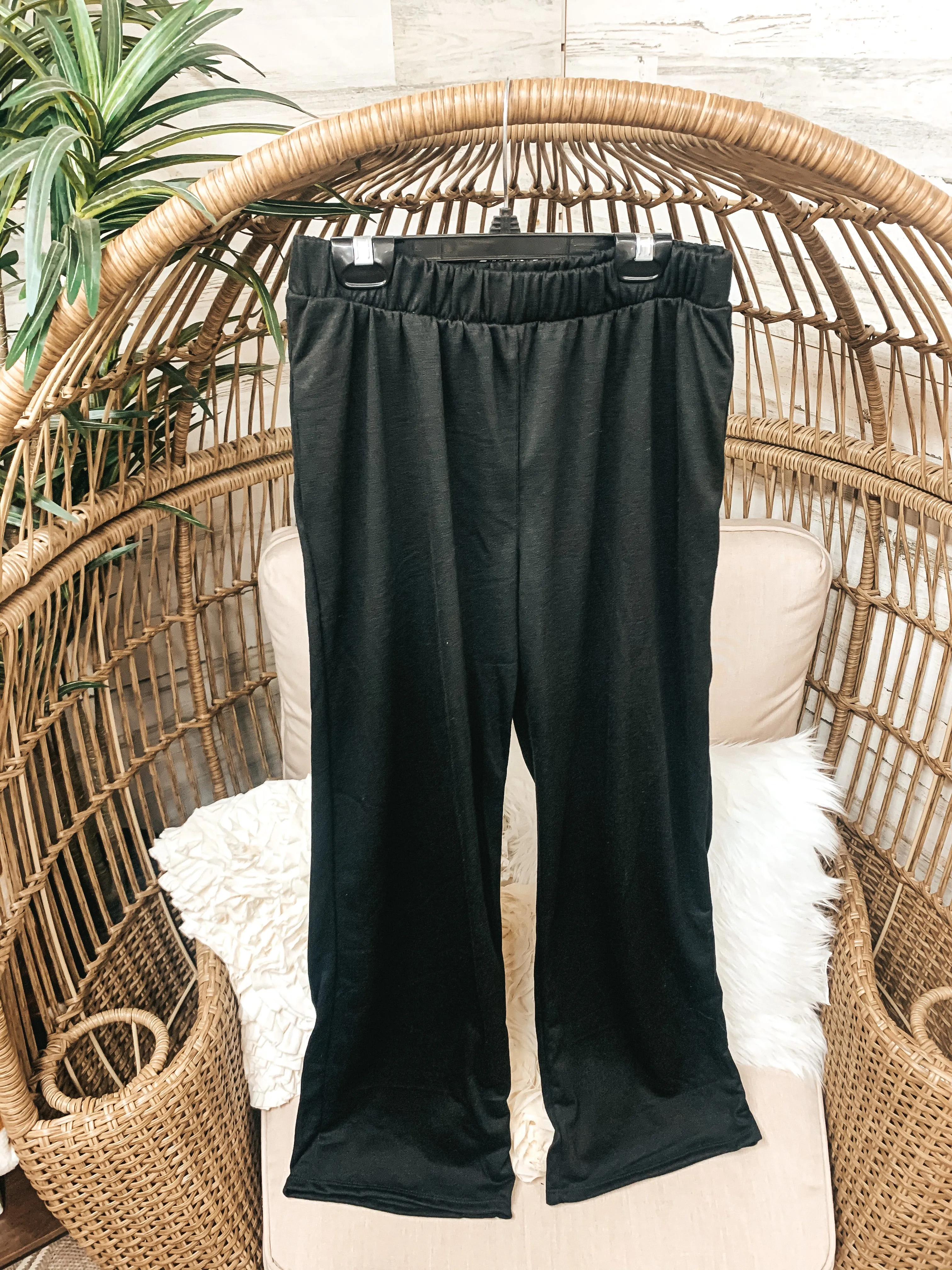 Let's Stay Home Wide Leg Lounge Pants with Pockets in Black