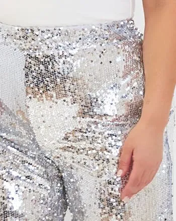 Lexi Sequin Wide Leg Pants | Silver