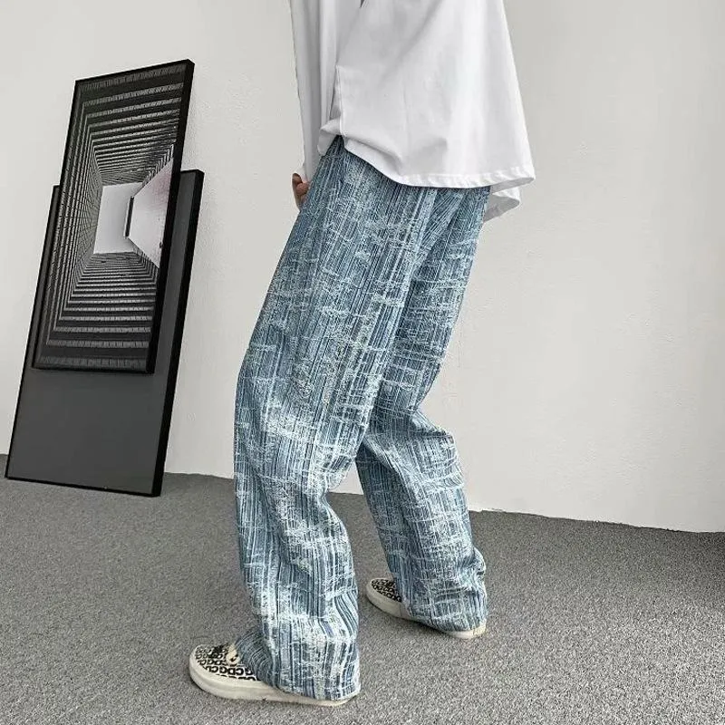 Loose retro washed old daddy straight casual trendy all-match jeans