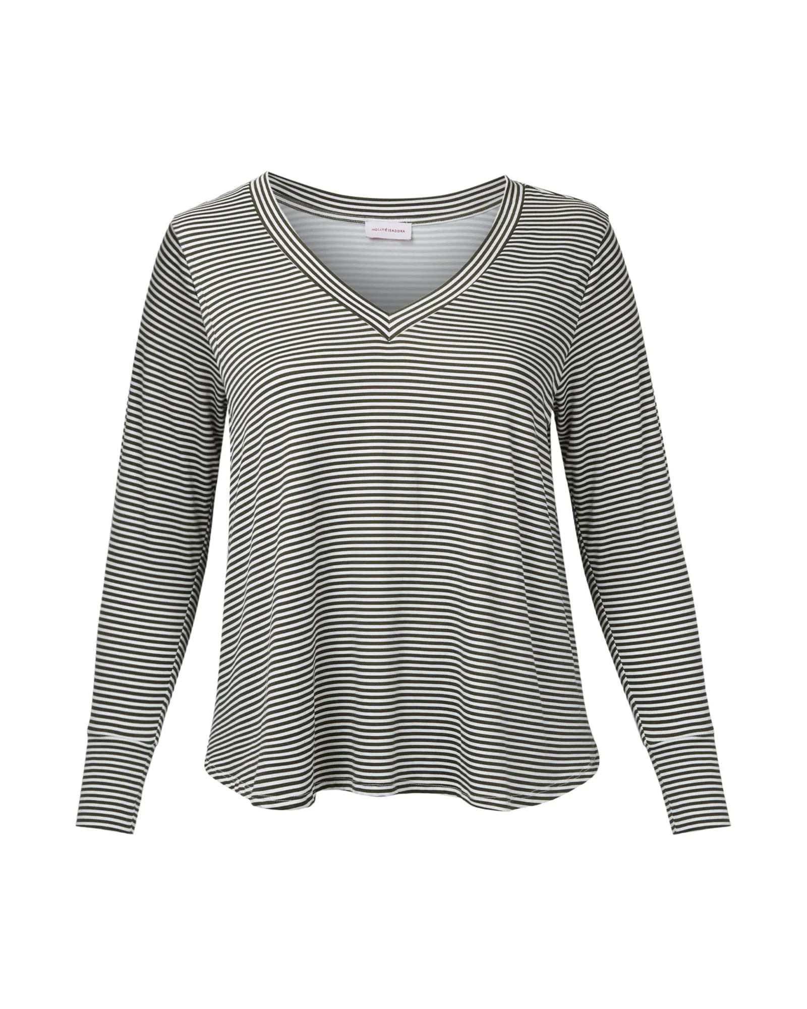 Maci Featherweight Long Sleeve Top | Olive Green / Ivory