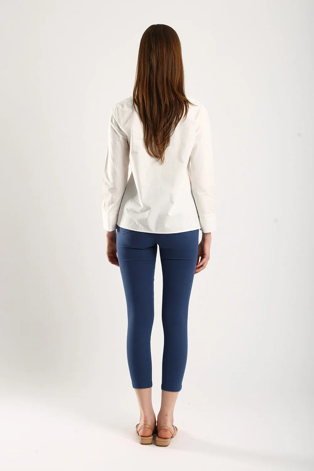 Simple Spirit Stretchable Cotton Pants in Denim Blue