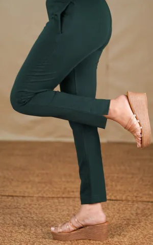 Straight Fit Stretchable Pant Bottle Green